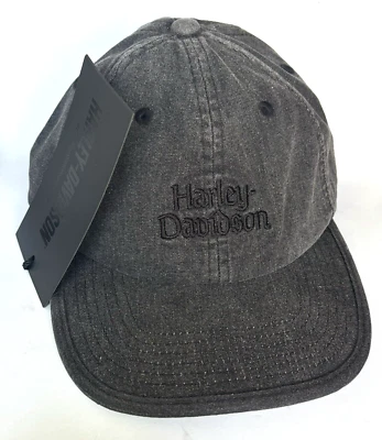 Harley Davidson Hat Cap Mens Strapback Black/ Gray Denim Motorcycle Biker - Image 1 of 4