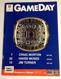 Program FALCONS @ BRONCOS Ring of Fame Game Oct. 16, 1988 Morton Moses Turner - Picture 1 of 3