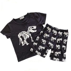 Miller & Co 2 Piece Dinosaur Short Set Size 5 Navy & White Dino Bones Boys - Picture 1 of 4