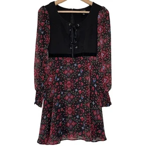 Disney Snow White And The Seven Dwarfs Black Floral Lace Up Princess Dress Small - Picture 1 of 10