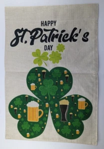 Happy St Patrick's Day Double Sided Garden Flag - Shamrock - Picture 1 of 2