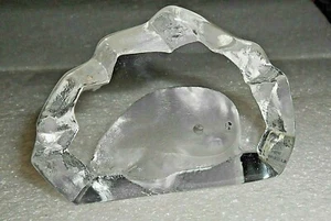 Vintage Mats Jonnason Etched Glass Crystal Seal Pup Figurine Paperweight Sweden - Picture 1 of 2