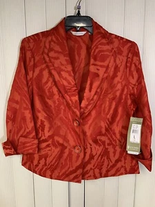 NWT Erin London Red Zebra Stripe Women’s Jacket Size L , 3/4 Sleeves - Picture 1 of 10