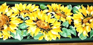 Wallpaper Border Yellow Sunflowers Green Stripe on Black Wall EH99877 NIP - Picture 1 of 4