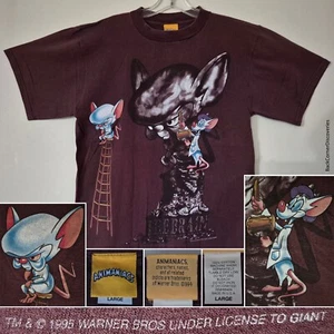 Vtg 1995 Warner Bros Animaniacs PINKY & THE BRAIN Purple L T-Shirt. Sculpture - Picture 1 of 15