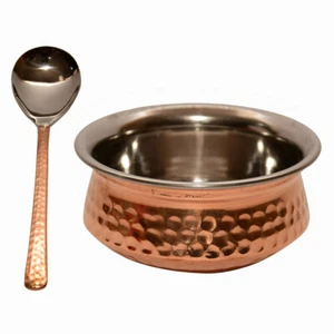 Acero martillado cobre Handi 300 ml con cuchara para servir arroz vajilla artículo de regalo - Imagen 1 de 3