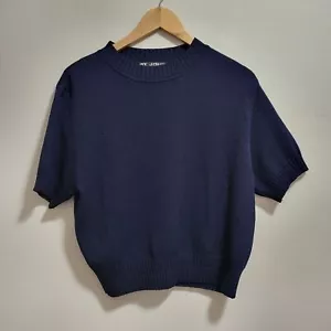 Maglione St. John Basics manica corta blu navy manica a sbuffo taglia media LEGGI - Foto 1 di 6