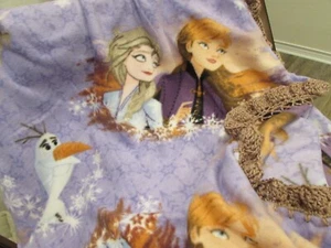 Disney Frozen II Bright Fleece Pastel Colors Throw Afghan Blanket With Crochet E - Picture 1 of 8