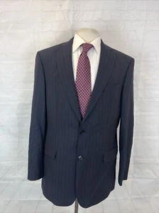 Brooks Brothers Men's Navy Blue Gray Striped Wool Suit 42L 31X30 $1,195 - Picture 1 of 12