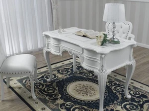 Schreibtisch Diana Chippendale Moderner Barock Stil cm 160 weiß lackiert glan... - Bild 1 von 4