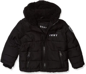 DKNY Jungen Sherpa gefütterte Jacke - schwarz, Größe 5/6 (kleine Jungen) - Bild 1 von 3