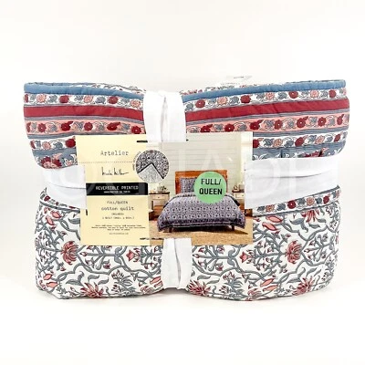 Artelier Nicole Miller Full / Queen Traditional Block Print Quilt 88" x 92" New - Image 1 of 4