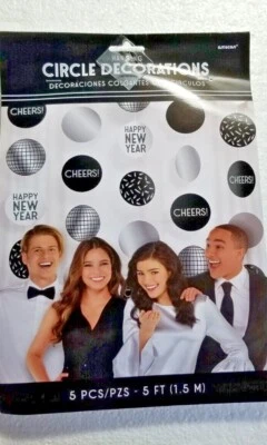Círculo de decoraciones de fiesta de Año Nuevo clásico 5 piezas 5 pies cada fiesta divertida  Foto 1 de 4
