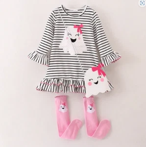 NEW Boutique Halloween Ghost Girls Dress Socks & Purse Outfit Set - Picture 1 of 5