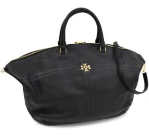 Tory Burch Ivy Slouchy Leather Satchel Bag Large Black Purse Handbag Strap $495