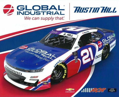 2022 AUSTIN HILL “GLOBAL INDUSTRIAL” #21 NASCAR XFINITY SERIES POSTCARD Cover