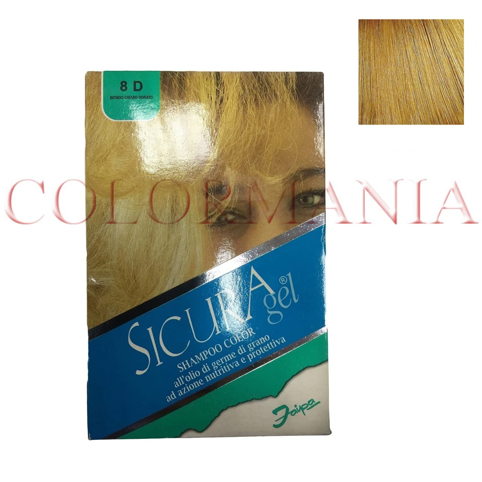 SICURA GEL SHAMPOO COLORANTE TINTURA AL GERME DI GRANO 8D BIONDO CHIARO DORATO - Immagine 1 di 1