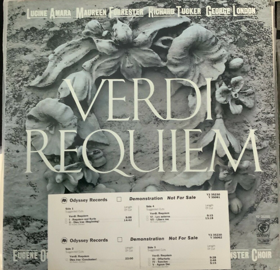 VERDI-REQUIEM-LUCINE AMARA-EUGENE ORMANDY-RARE1978 ODYSSEY DOUBLE VINYL-PROMO Foto 1 de 4