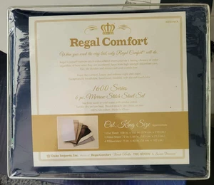 6 PC Sheet Set Cal King 1600 Virah Bella® Merrow Stitch Collection - Navy - Picture 1 of 3