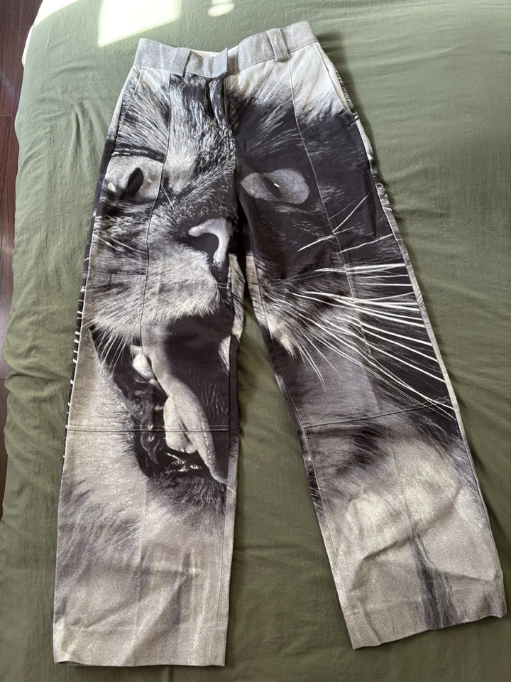 Pantalón vaquero Tory Burch nuevo con etiquetas Cat Animal House edición limitada escala de grises talla 27 Foto 1 de 4