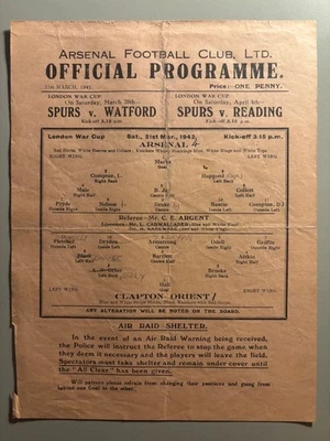 1941/42 Arsenal v Clapton Orient London War Cup - Image 1 of 2
