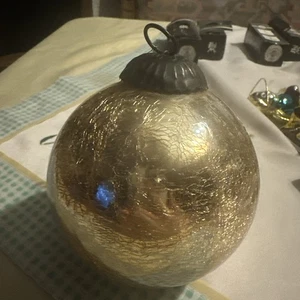 Große schwere Glas Kugel Gold Christbaumschmuck Weihnachtskugel Tannenbaum Antik - Bild 1 von 6