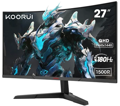 27 Inch Gaming Monitor, QHD 1440P Curved Monitors 180Hz VA 1ms 1500R - Image 1 of 4