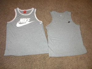 2 NKE Gray athletic TANK TOP style Shirt Lot BOTH MEN'S MEDIUM - Picture 1 of 3