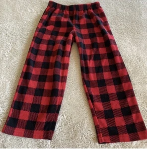 Carters Boys Red Black Plaid Fleece Pajama Pants 5 - Picture 1 of 3
