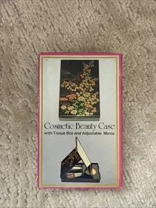 Vintage Cosmetic Beauty Case Tissue Box Adjustable Mirror 80s New - Picture 1 of 15