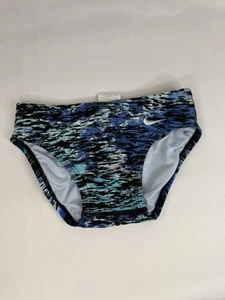 Nike Boys Swim Diving Brief Blue Print Size 24 - Picture 1 of 4