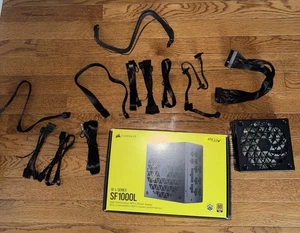 CORSAIR SF1000L Fully Modular Low-Noise SFX Power Supply 80+ Gold - All cables - Afbeelding 1 van 7