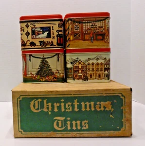 4er Set Vintage Potpourri Presse Quadratisch Dose Weihnachten Behälter Neu im Karton Made in USA - Bild 1 von 8