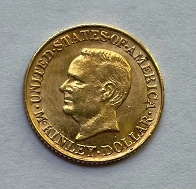 1916 McKinley Memorial Gold Commemorative One Dollar $1 Coin! - Image 1 of 2