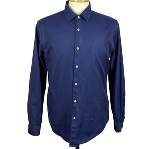 Zara Men's Blue Slim Fit Point Collar Long Sleeve Button Up Shirt Size Large - Picture 1 of 24