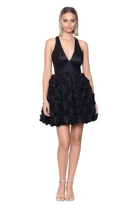 $298 Aqua Womens Applique Mini Cocktail And Party Dress, Black, Size 6 - Picture 1 of 2
