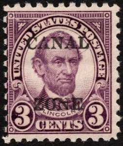 Canal Zone - 1927 - 3 Cents Overprinted Violet Abraham Lincoln Issue # 98 Mint - Picture 1 of 1