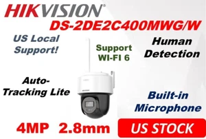 Hikvision DS-2DE2C400MWG/W 4MP IP Camera Auto Tracking Two Way Audio w/Mic 2.8mm - Picture 1 of 5
