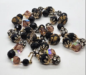 Sparkling Vintage VENDOME Crystal AB Bead and Rhinestone Necklace 29- 31 Inch - Picture 1 of 11