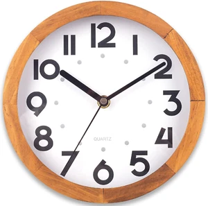 8 Inch Silent Retro Wooden Small Wall Clock For Kitchen Bedroom And Living Room - Picture 1 of 7