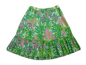 Lilly Pulitzer Green Shades White & Pink Largo Skirt Lawn Printed Knee L Small - Bild 1 von 7