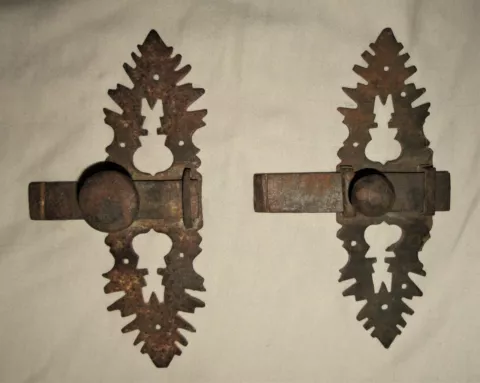 2 ea. Antique Iron Est Lake Wrought Thumb Latch Cover