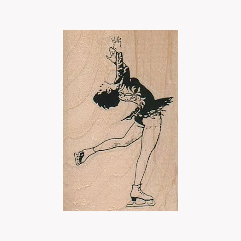 Sello de goma montado, patinador sobre hielo, patinador doblado hacia atrás, patinaje, patinaje sobre hielo, hielo Foto 1 de 1