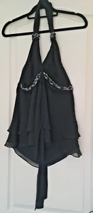 Karen Millen Top UK Size 12: Halter Neck: Silk: Layered: Attractive Decoration: - Picture 1 of 7