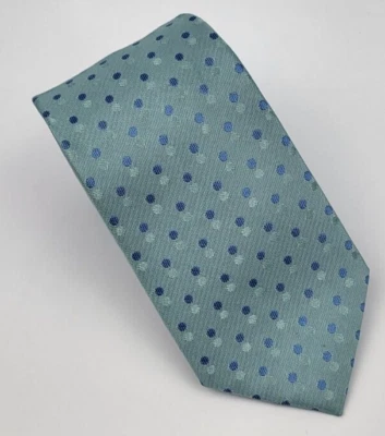 Kenneth Cole 反应涤纶领带蓝色圆点男式领带 57 x 2.5 — 第 1/4 张图片