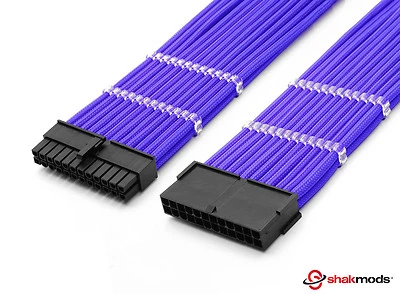 Shakmods 24pin ATX Motherboard 30cm Purple Sleeved Extension + 2 Cable Combs - Image 1 of 2