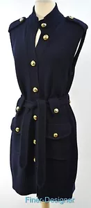 TORY BURCH Navy Military Sleeveless Merino Wool Knit Sweater Dress Duster M NEU - Bild 1 von 7