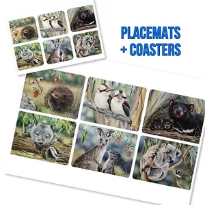 Dining Kitchen Fauna of Australia Cork Backed Placemats Set 6 + Matching Coaster - Picture 1 of 4
