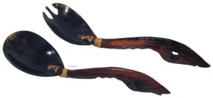 Natural Horn & Wood Salad Server Spoon Fork Cutlery Set Eco-friendly - Bild 1 von 8
