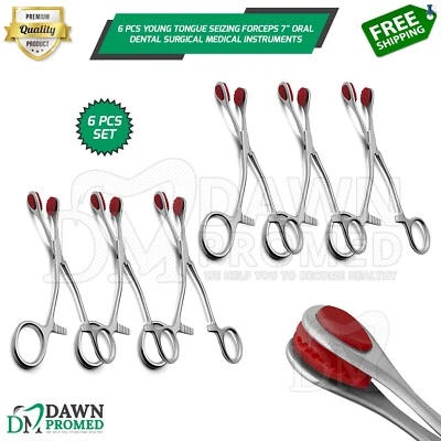 6 piezas pinzas para agarrar lengua joven 7" instrumentos médicos quirúrgicos dentales orales Foto 1 de 4